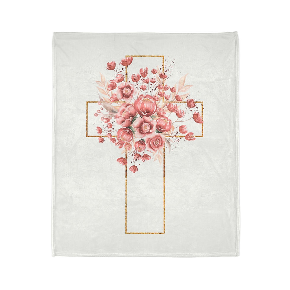 Thumbnail: Soft Polyester Blanket, Floral Cross