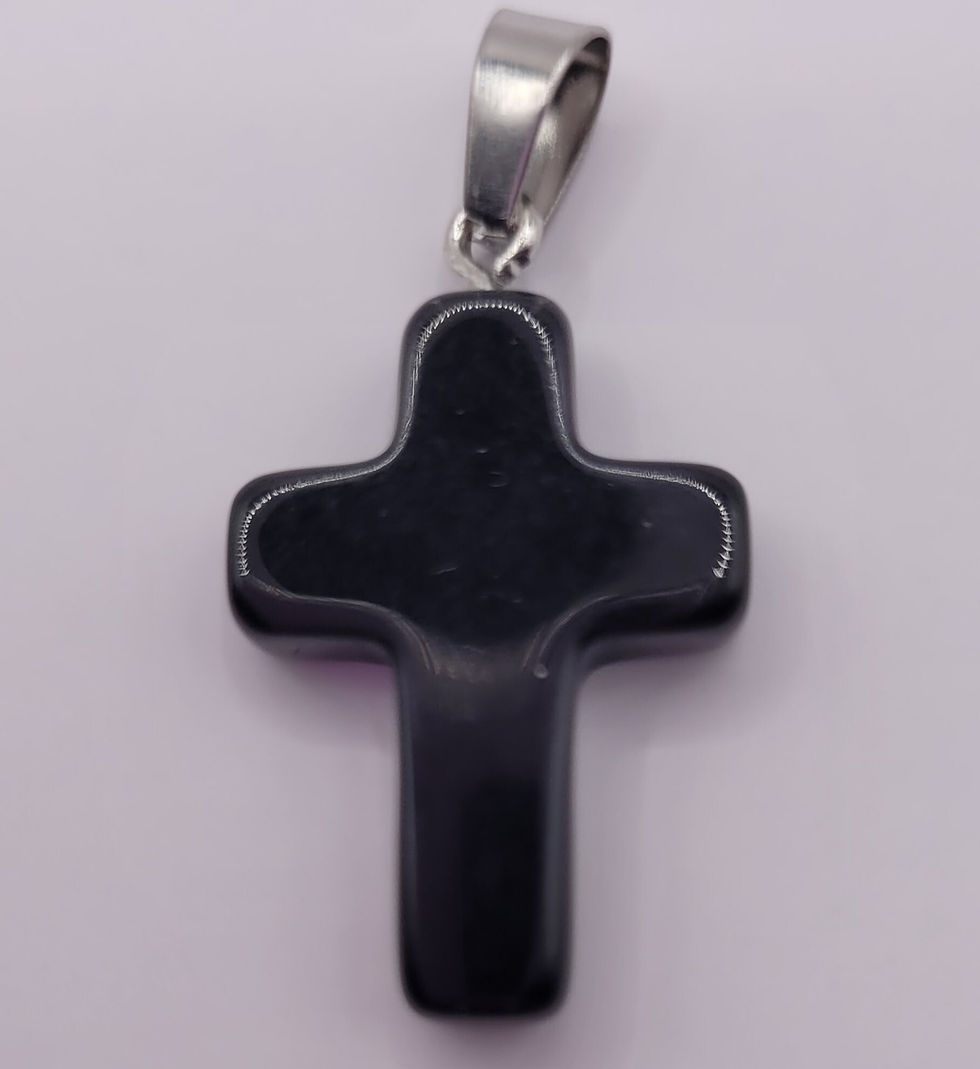 Thumbnail: Authentic Black Stone Cross Pendant