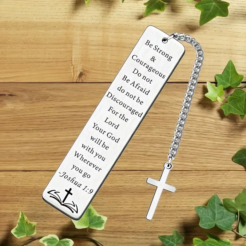 Thumbnail: Stainless Steel Bible Verse Bookmark with Cross