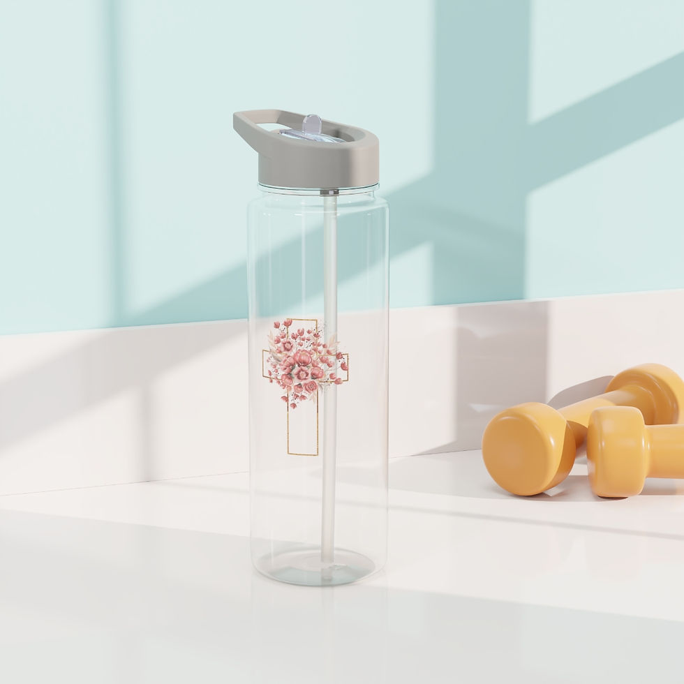Thumbnail: Tritan Water Bottle, Floral Cross