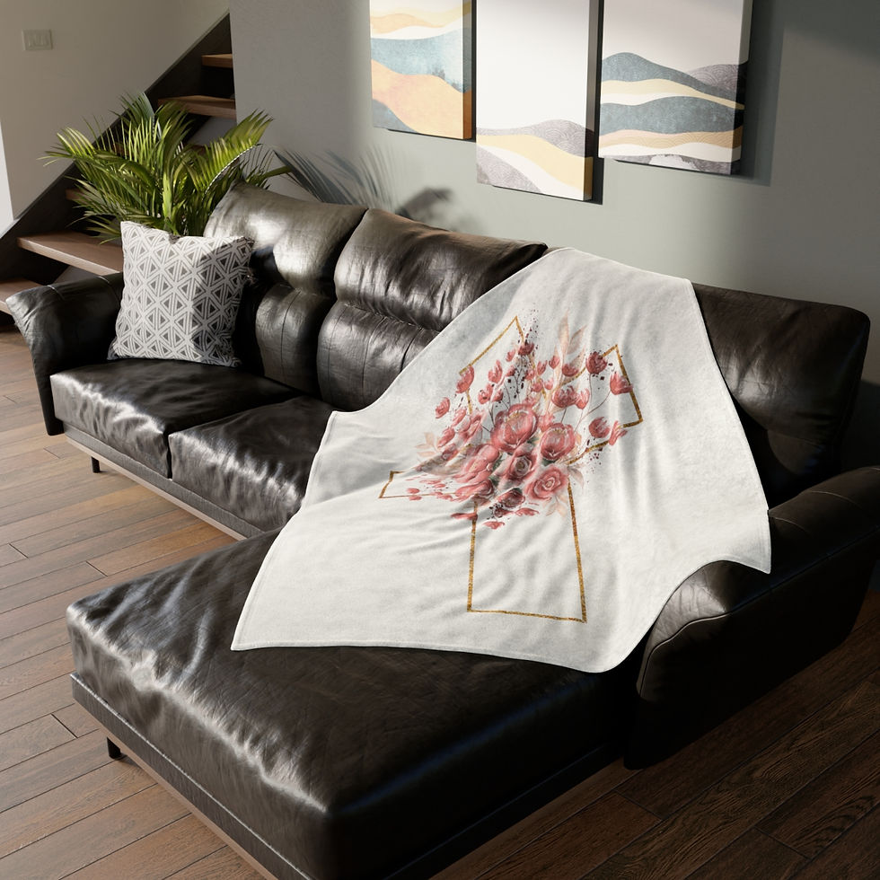Thumbnail: Soft Polyester Blanket, Floral Cross