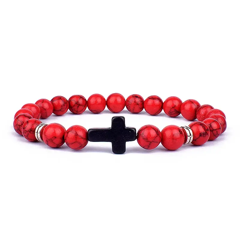 Thumbnail: Natural Stone Cross Bracelet