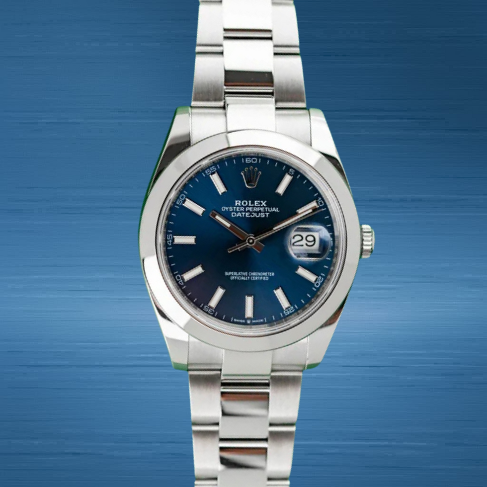 "Rolex Datejust 41 Blue Dial 126300 Stainless Steel 2022 BXP"