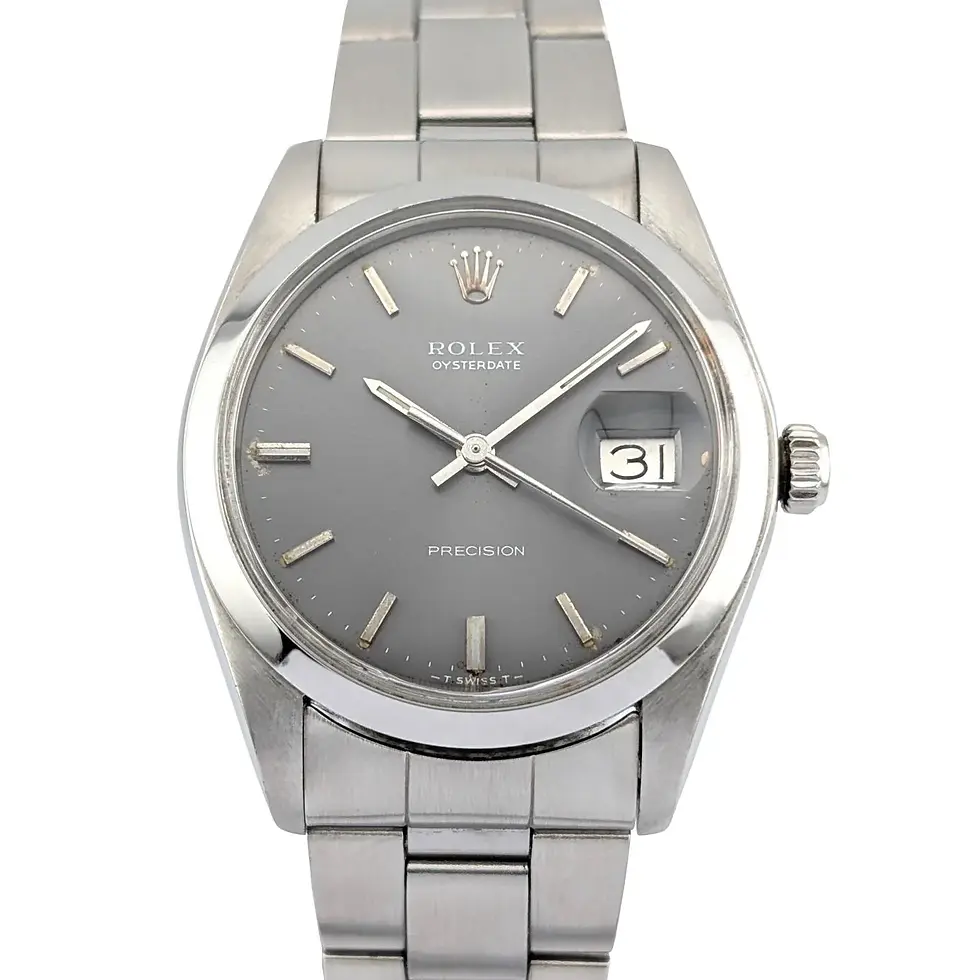 Thumbnail: ROLEX OYSTERDATE PRECISION 34MM STAINLESS STEEL 6694 MANUAL WIND SLATE DIAL WXO