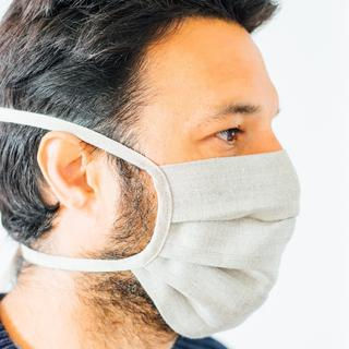 Thumbnail: Linen Face Mask Natural - Helen Round