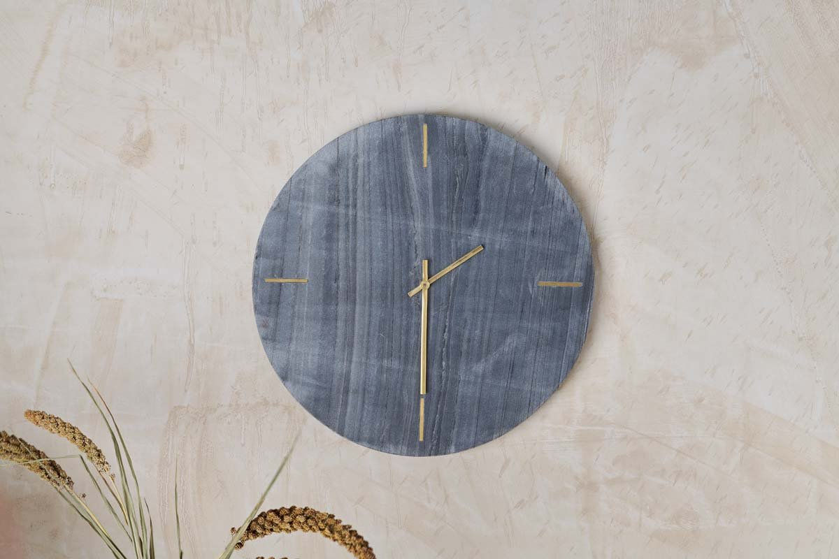 Besa Marble Clock Grey - Nkuku