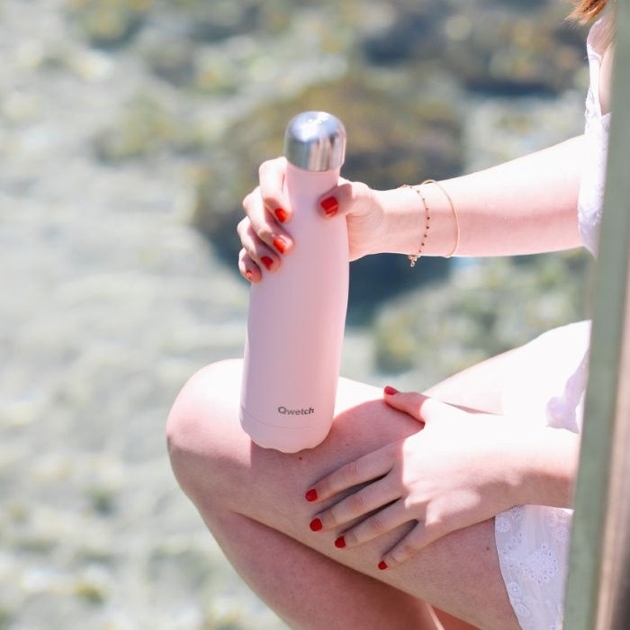 Thumbnail: Qwetch Stainless Steel Water Bottle 500ml - Pastel Pink