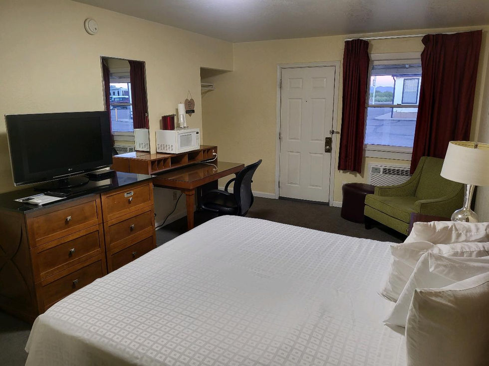 A King bed in a roomier room is waiting for you at Rose's Motel in Willcox Arizona