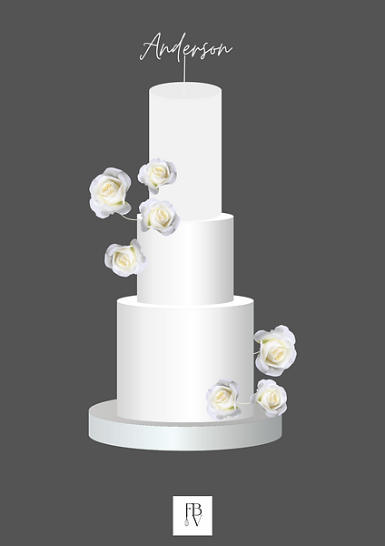 mock up tall white cake with flowers