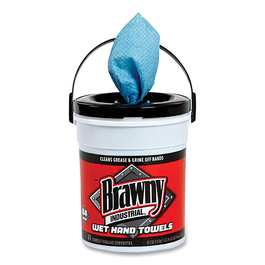 Brawny® Industrial Wet Hand Towel, 12 in L, 8 in W, Blue, Pail