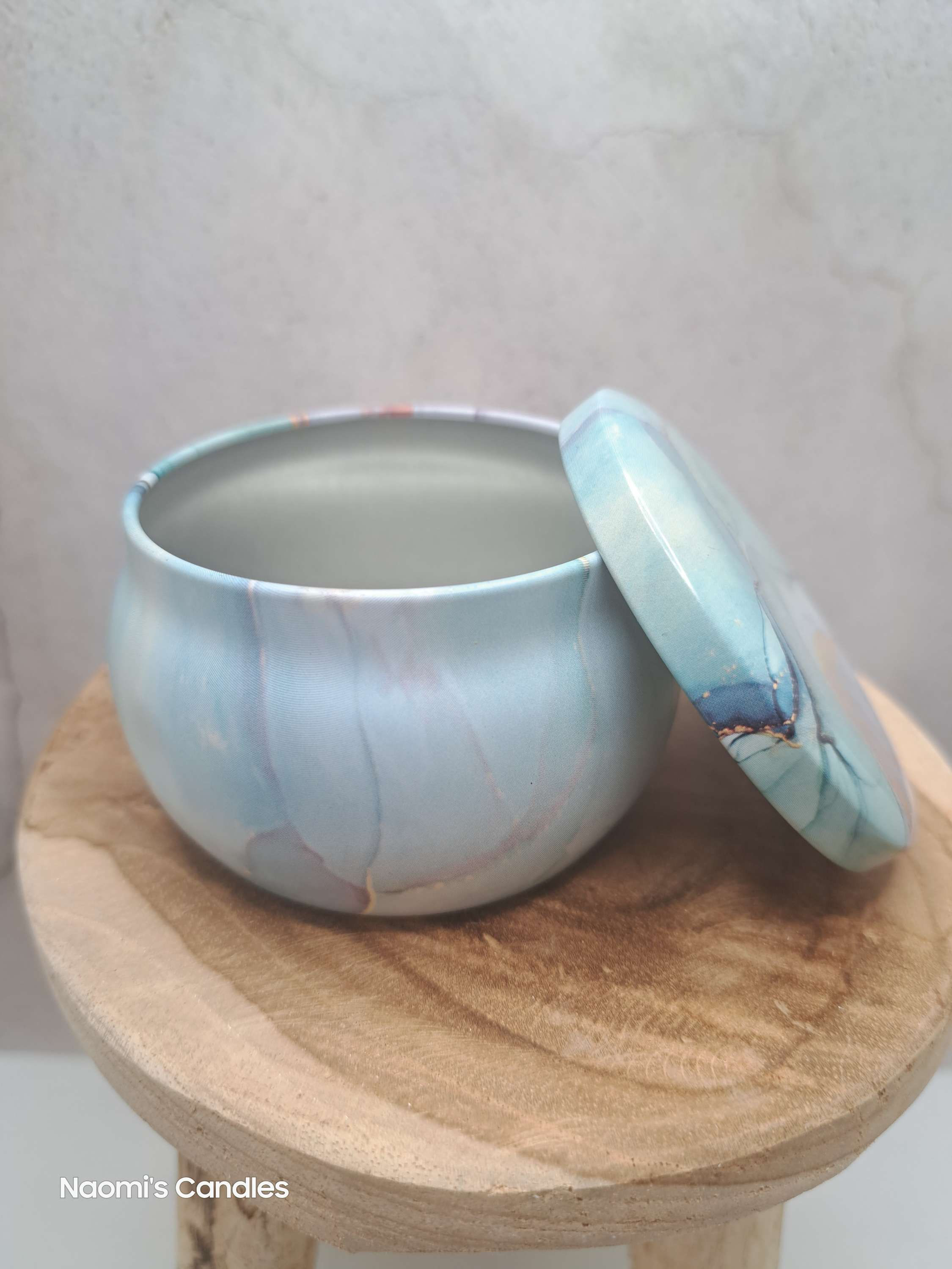 Contenant aluminium marbré bleu