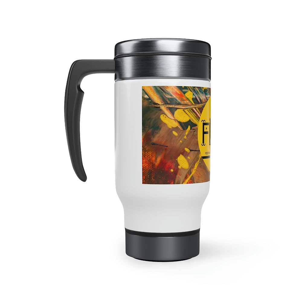 Miniature : Tasse de voyage en acier inoxydable avec poignée, 14 oz