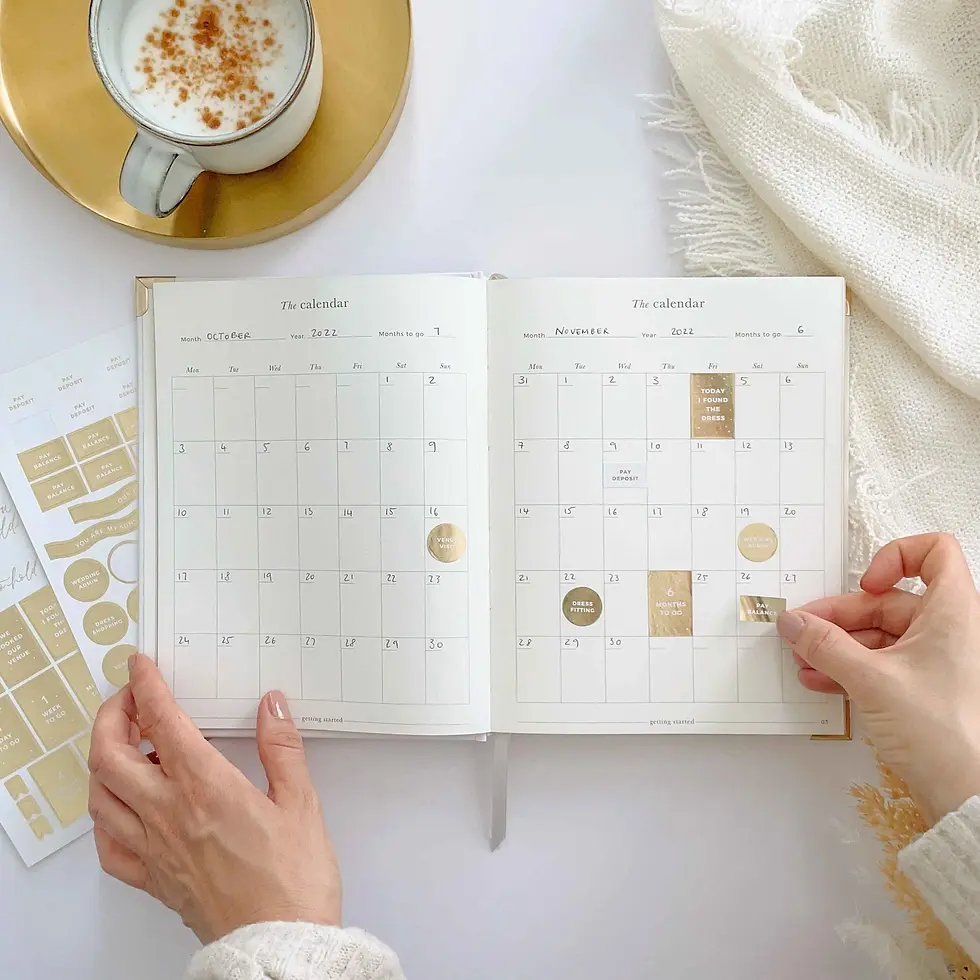 Thumbnail: Blush & Gold Wedding Planner Book with Gold Foil and Gilded Edges