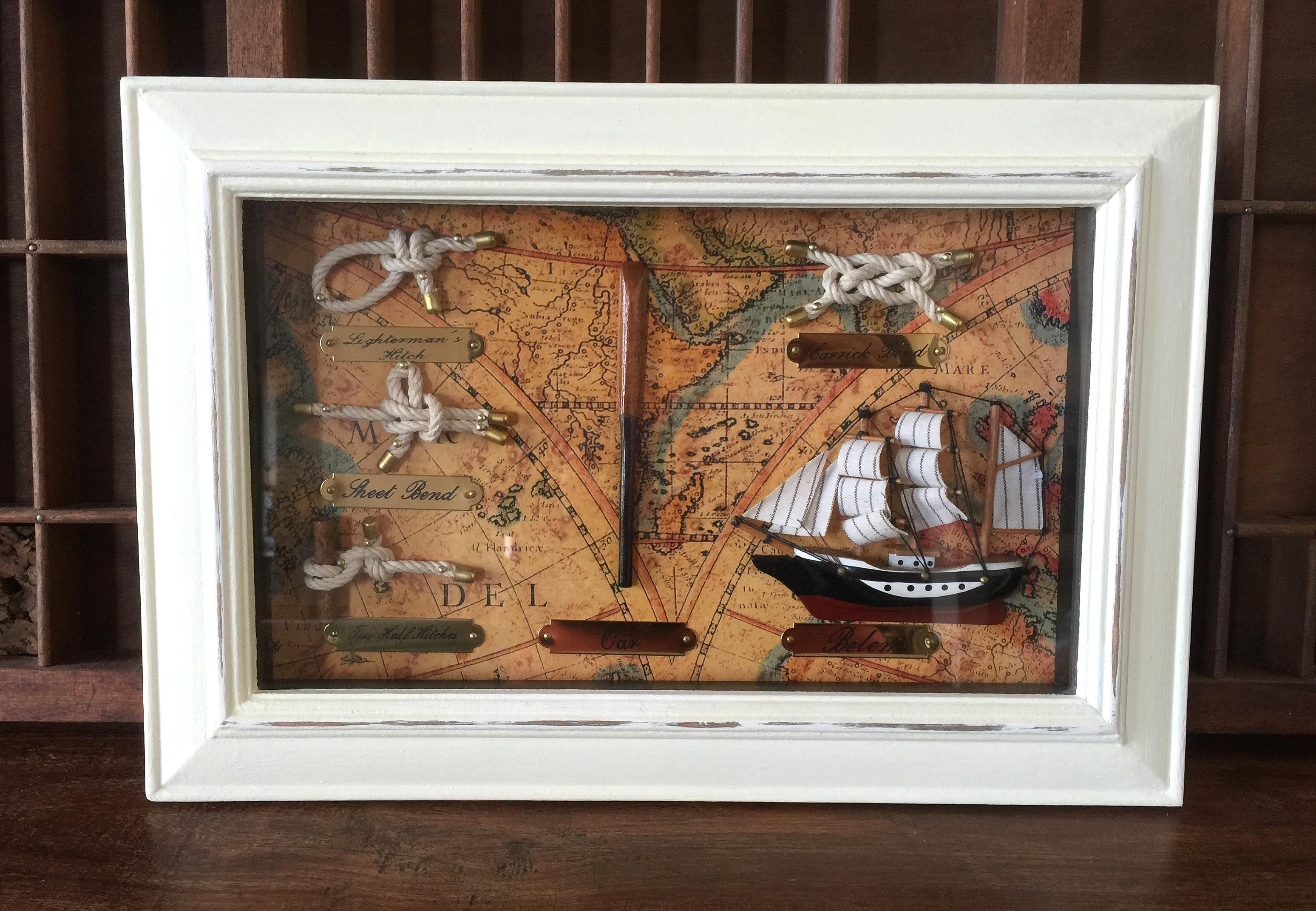 Nautical 3D Picture in Shabby White Wooden Frame