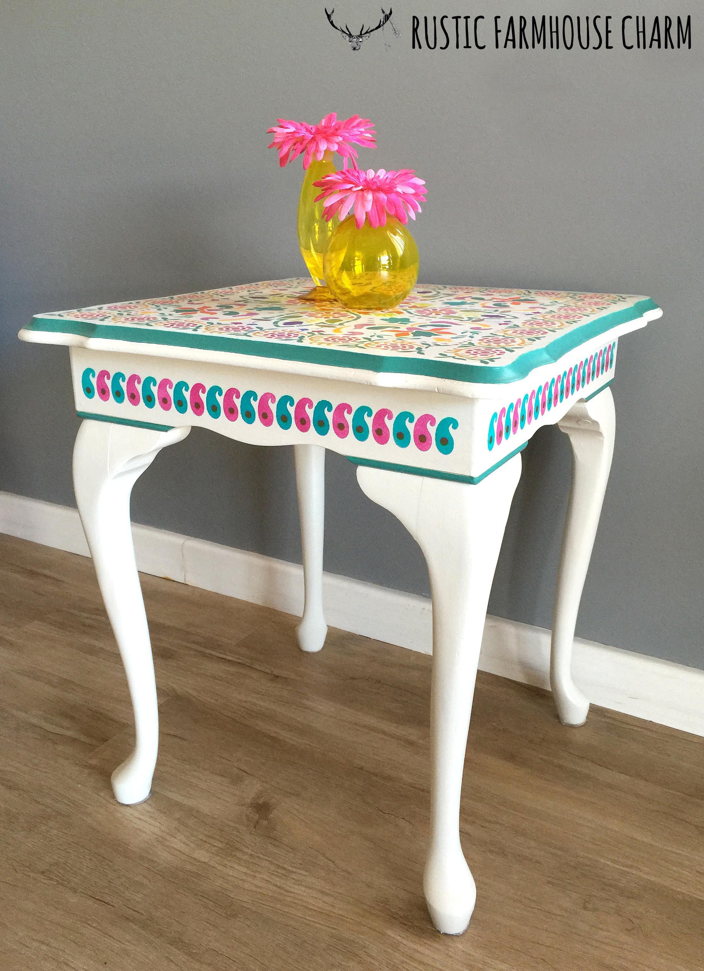 Bohemian Folk Art Side Table