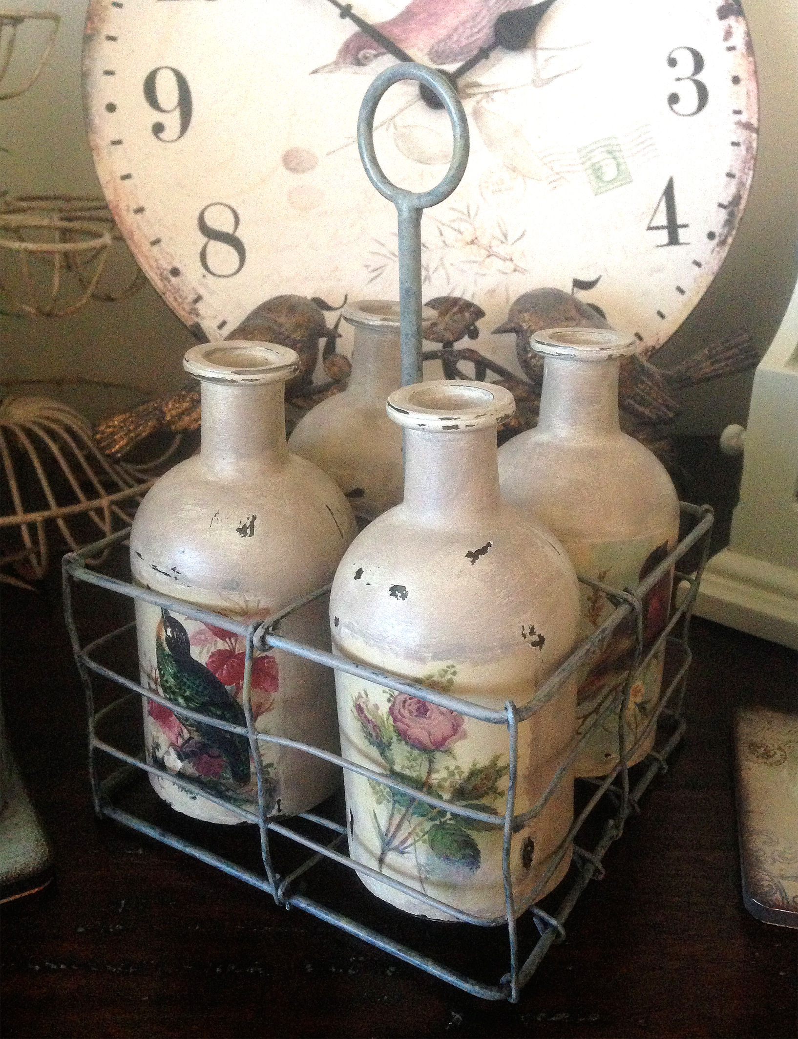 SOLD... Glass Bottles Caddy