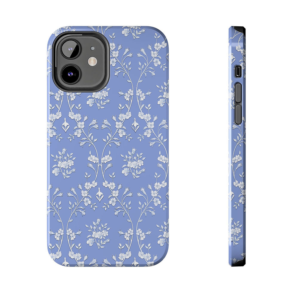 Thumbnail: Jasper, classical floral design on Wedgewood blue tough phone case