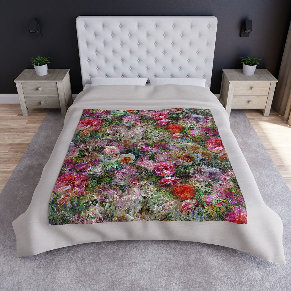 Thumbnail: Vintage Floral Crushed Velvet Blanket | Rose Garden Pattern