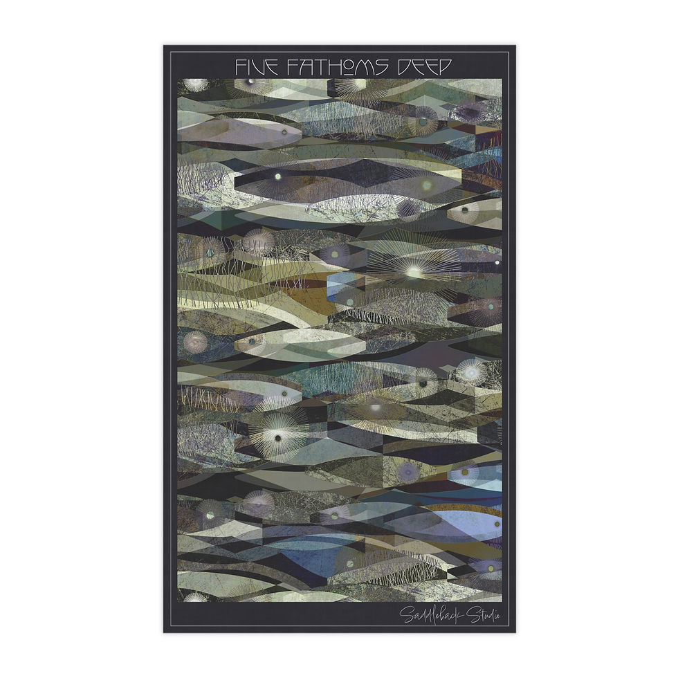 Thumbnail: Abstract School of Fish Tea Towel | Coastal Fish Pattern Kitchen Towel