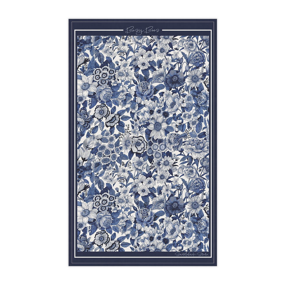 Thumbnail: Blue Floral Pattern Tea Towel | Cottagecore Kitchen Towel