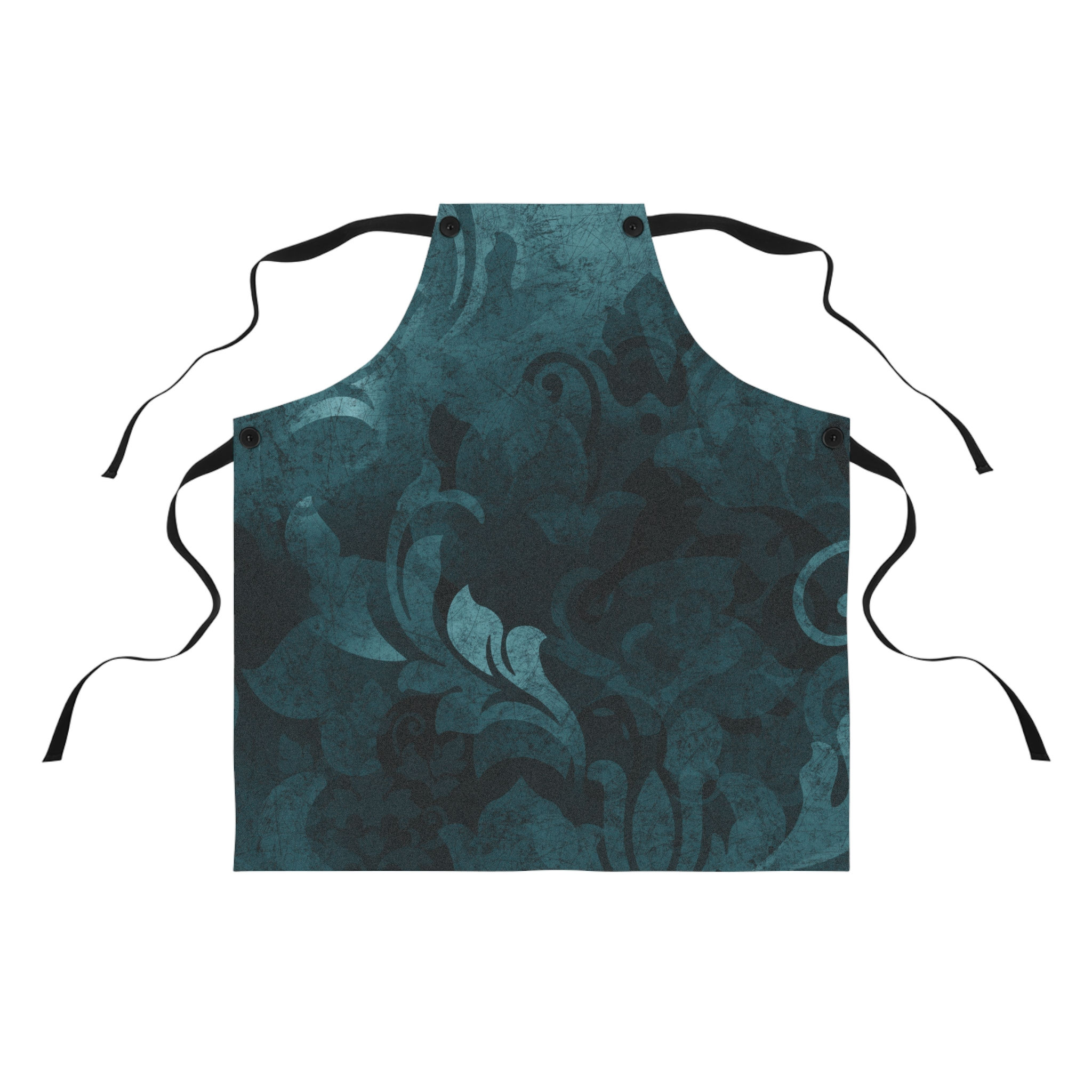Teal Damask Apron | All-Over Print Kitchen Apron