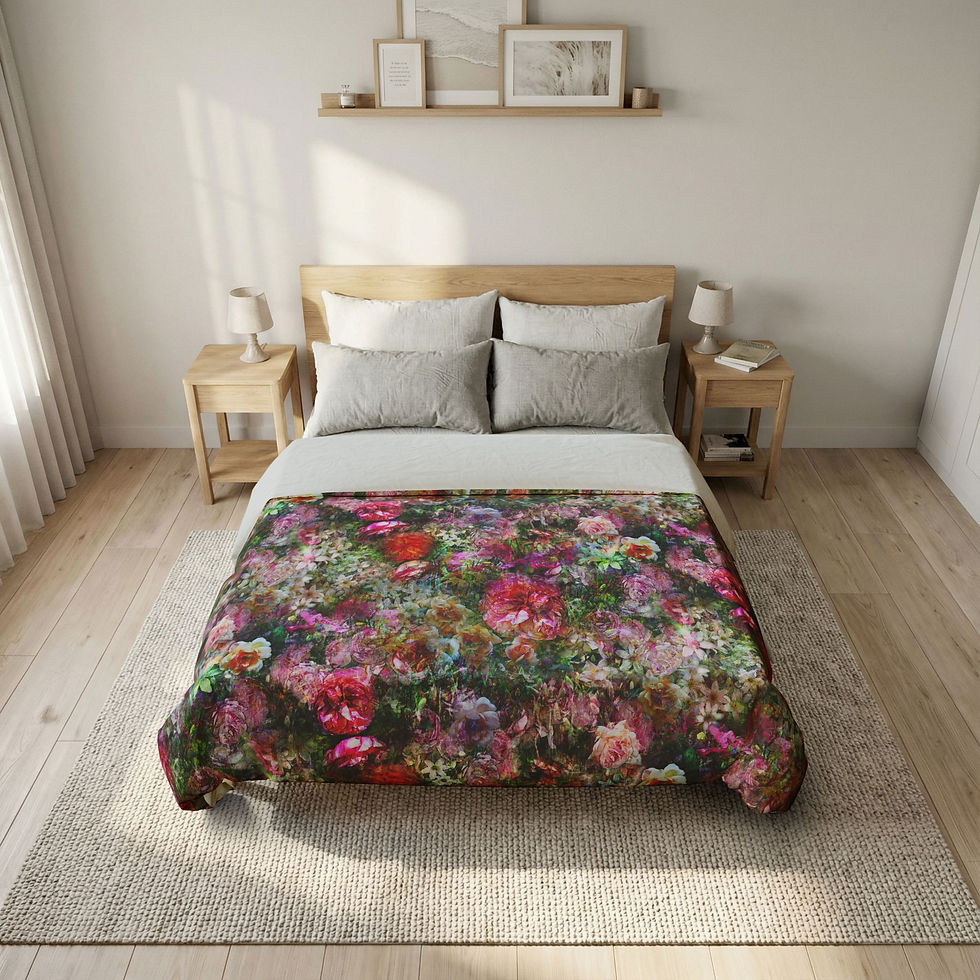 Thumbnail: Watercolor Floral Cotton Duvet Cover | Rose Bouquet Bedding