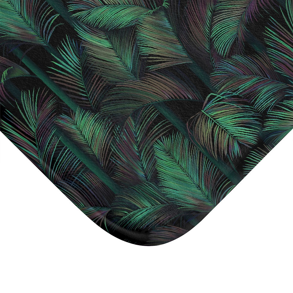 Thumbnail: Botanical Leaf Bath Mat — Dark Green Tropical Flood Mat