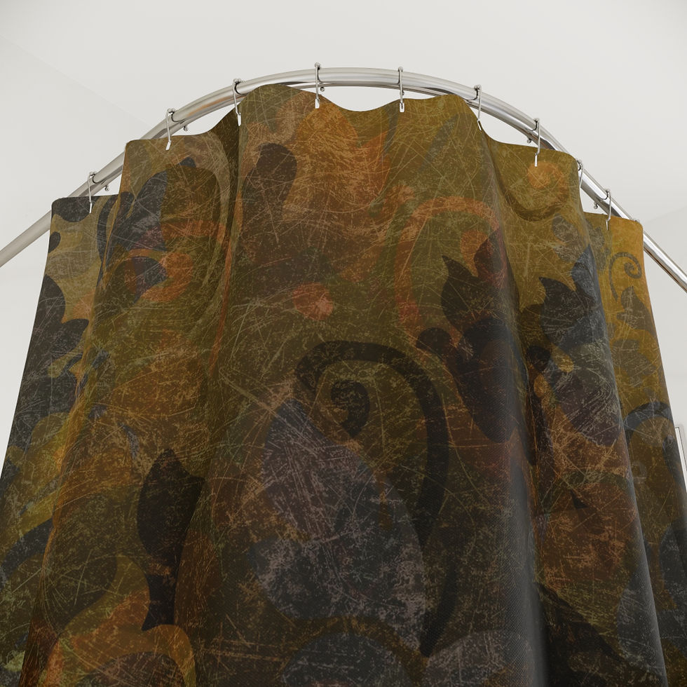 Thumbnail: Vintage Damask Shower Curtain | Rustic Floral Scroll Bathroom Decor
