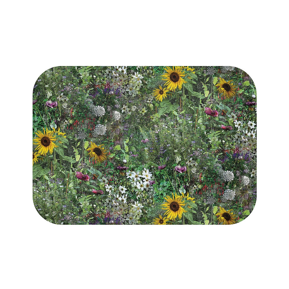 Thumbnail: Wildflower Meadow Bath Mat | Sunflower Floral Pattern
