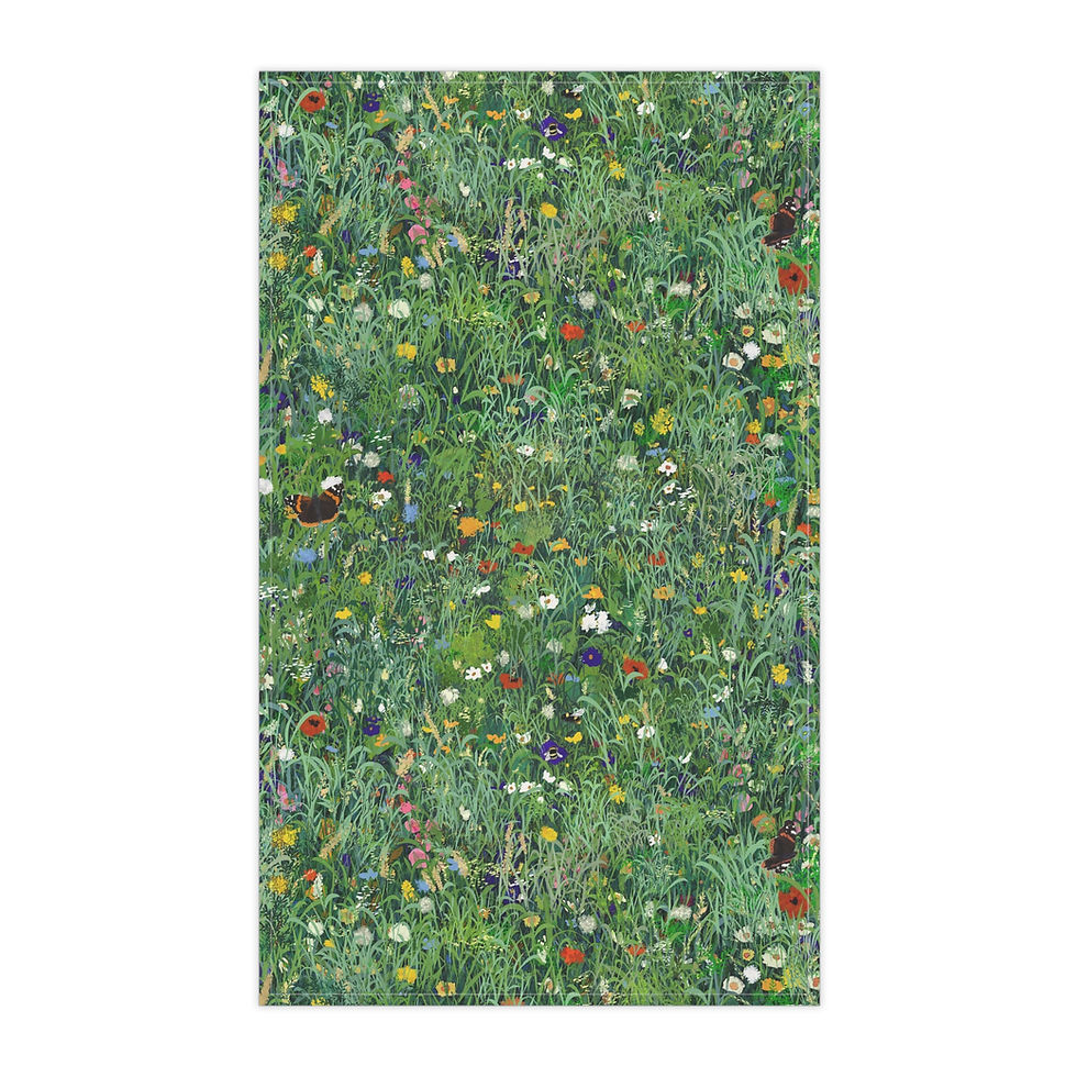 Thumbnail: Wildflower Meadow Tea Towel | Floral Kitchen Linen, Green Botanical Print