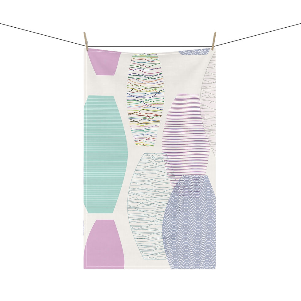 Thumbnail: Pastel Geometric Vases Tea Towel | Cotton-Blend Kitchen Towel