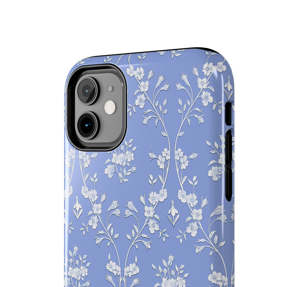Thumbnail: Jasper, classical floral design on Wedgewood blue tough phone case