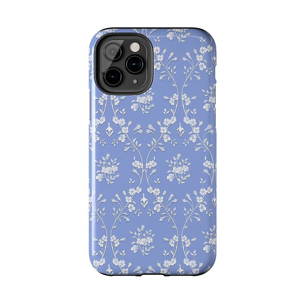 Thumbnail: Jasper, classical floral design on Wedgewood blue tough phone case