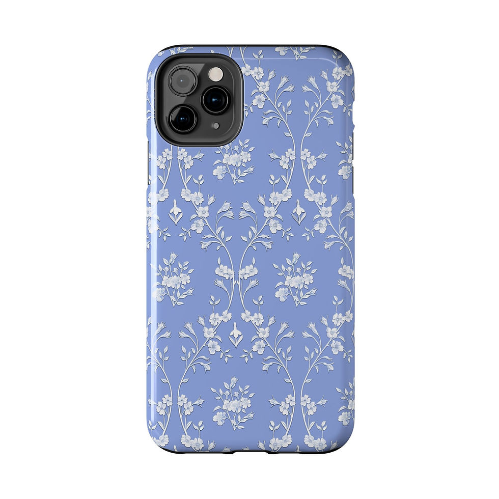 Thumbnail: Jasper, classical floral design on Wedgewood blue tough phone case
