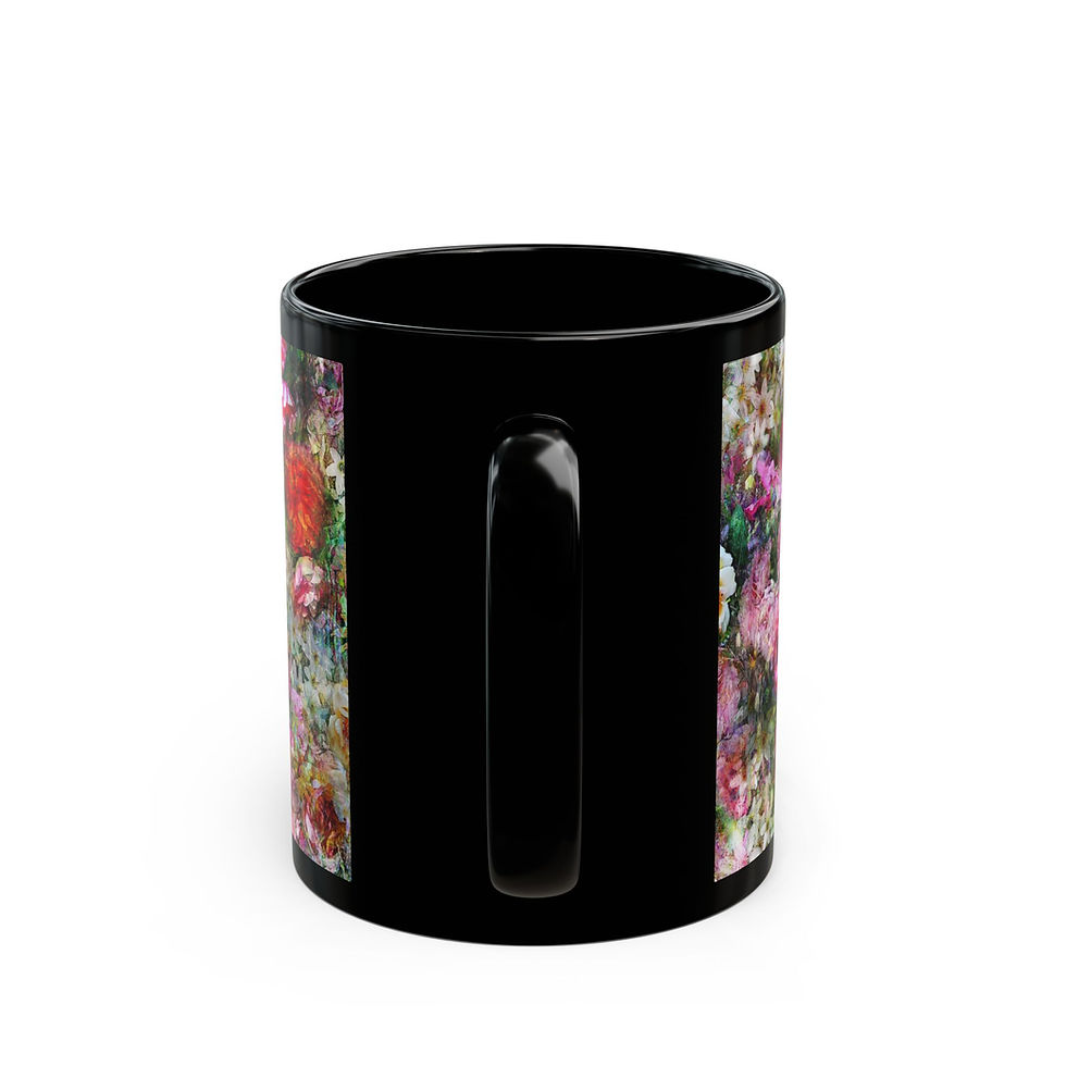 Thumbnail: Vintage Watercolor Floral Black Mug | 11oz 15oz