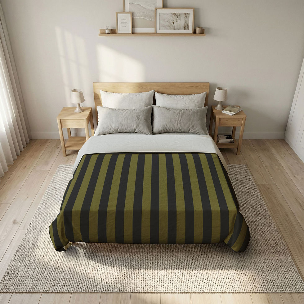 Thumbnail: The Spectrum Collection — Italian Stripe | Olive & Black Cotton Duvet Cover