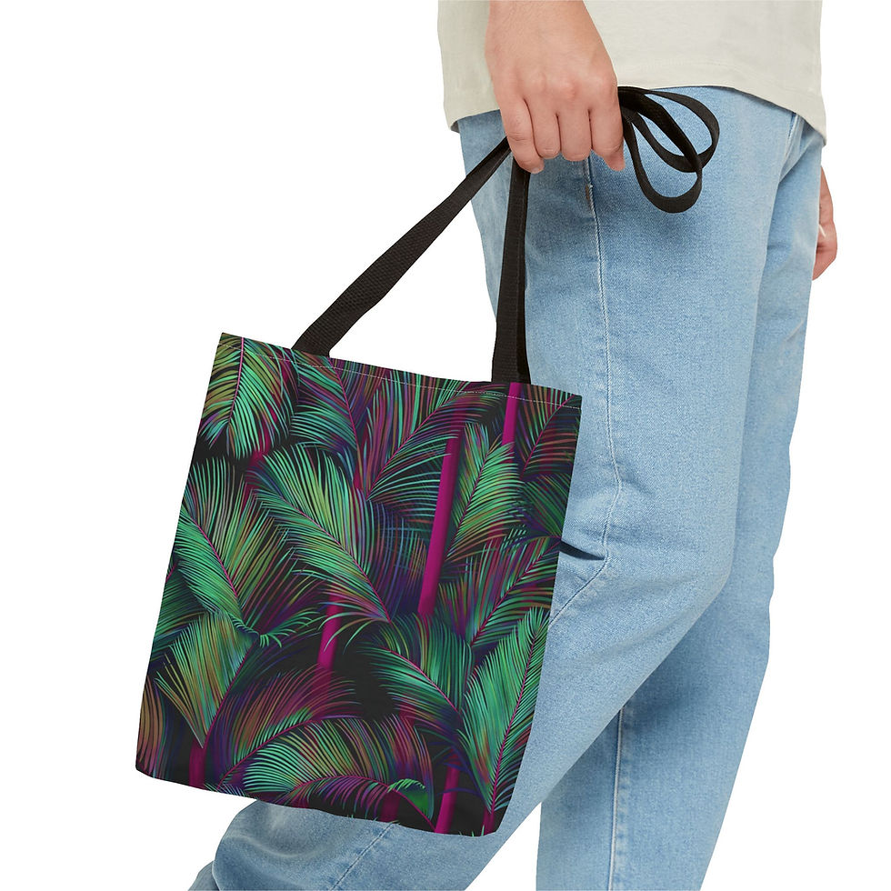 Thumbnail: Jungle Palm Green Pink Tote Bag | All Over Palm Print
