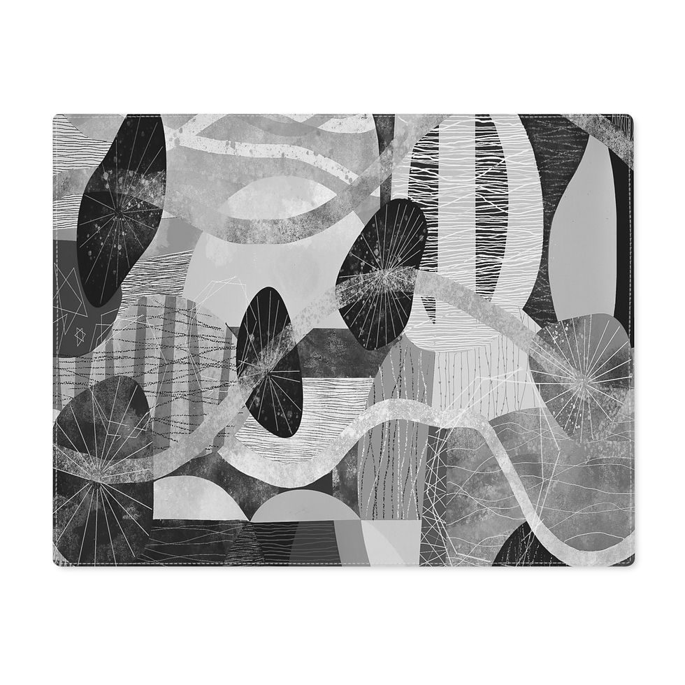Thumbnail: Abstract Monochrome Pattern Placemat | Modern Geometric Table Mat