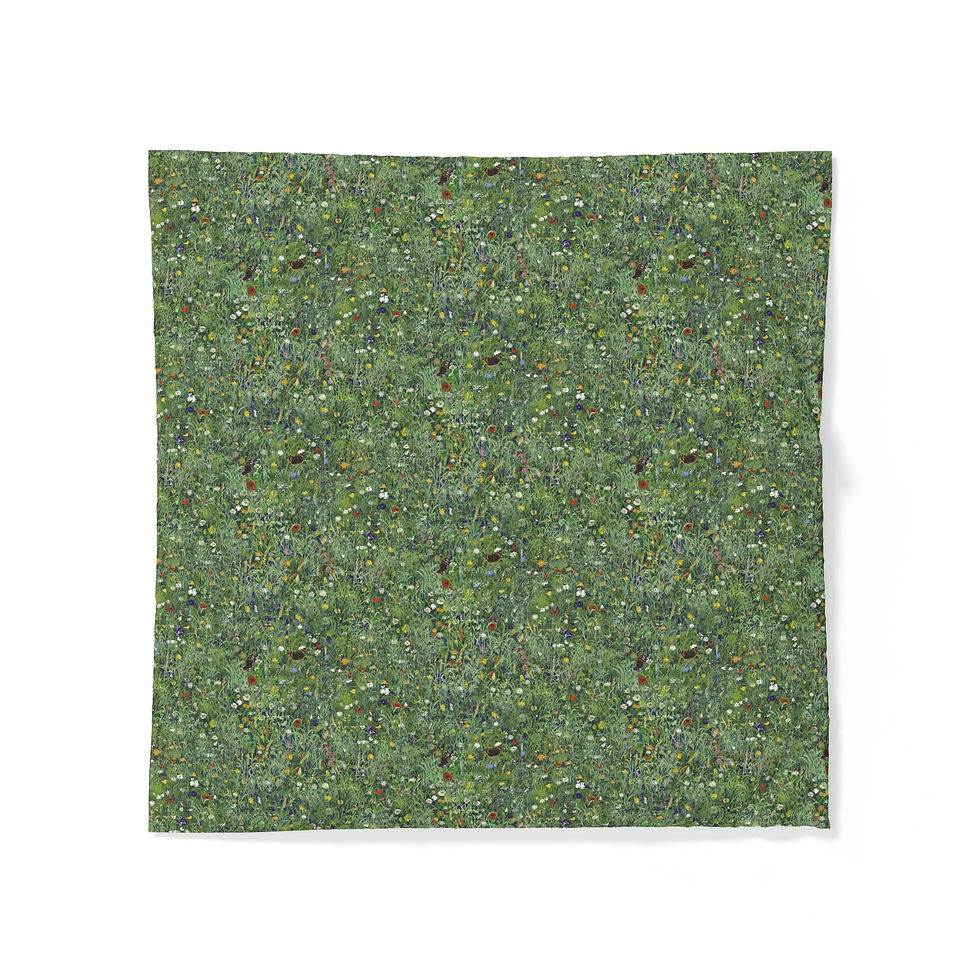 Thumbnail: Green Meadow Floral Pattern Cotton Duvet Cover | Botanical Nature Bedding