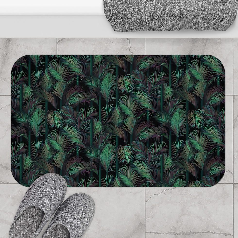 Thumbnail: Botanical Leaf Bath Mat — Dark Green Tropical Flood Mat