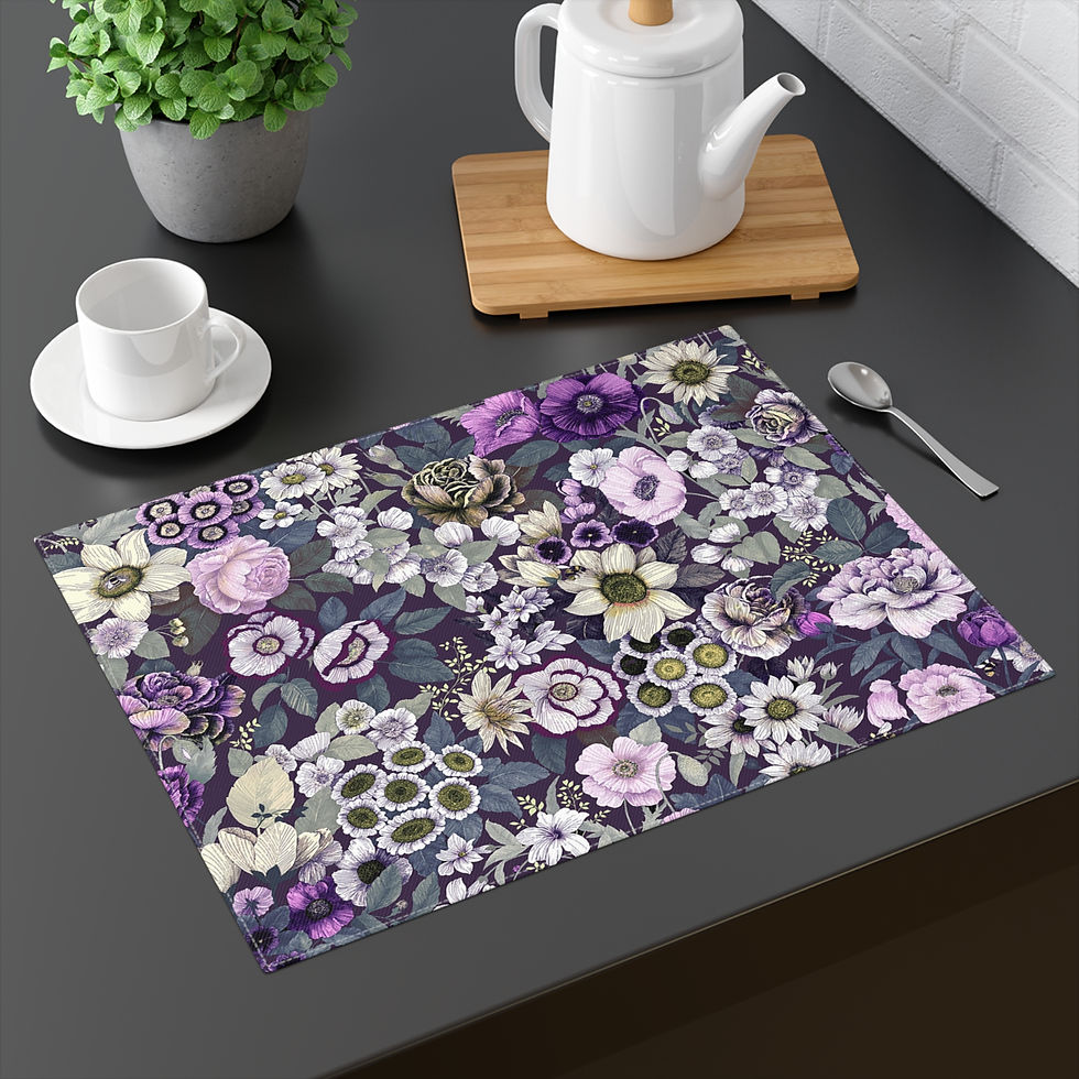 Thumbnail: Purple Floral Pattern Placemat | Vintage Botanical Table Decor