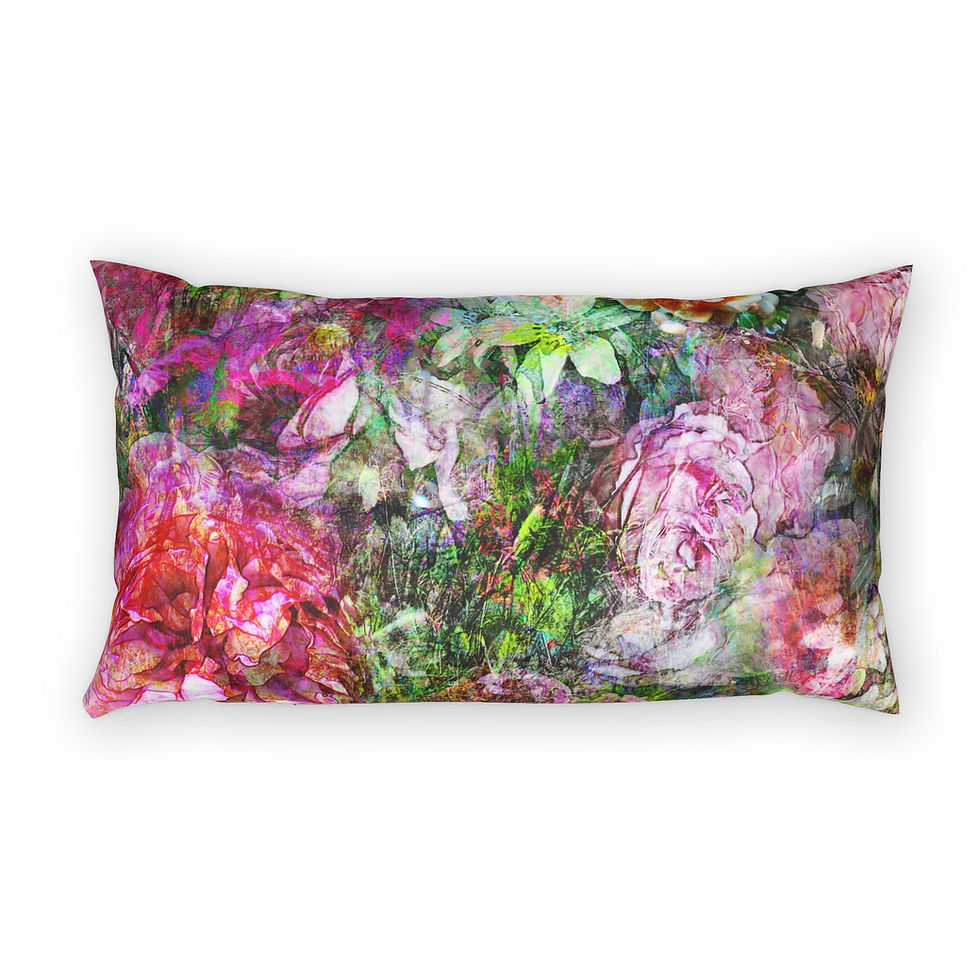 Thumbnail: Watercolor Floral Cotton Pillow Sham | Pink Peony Garden Decorative Sham