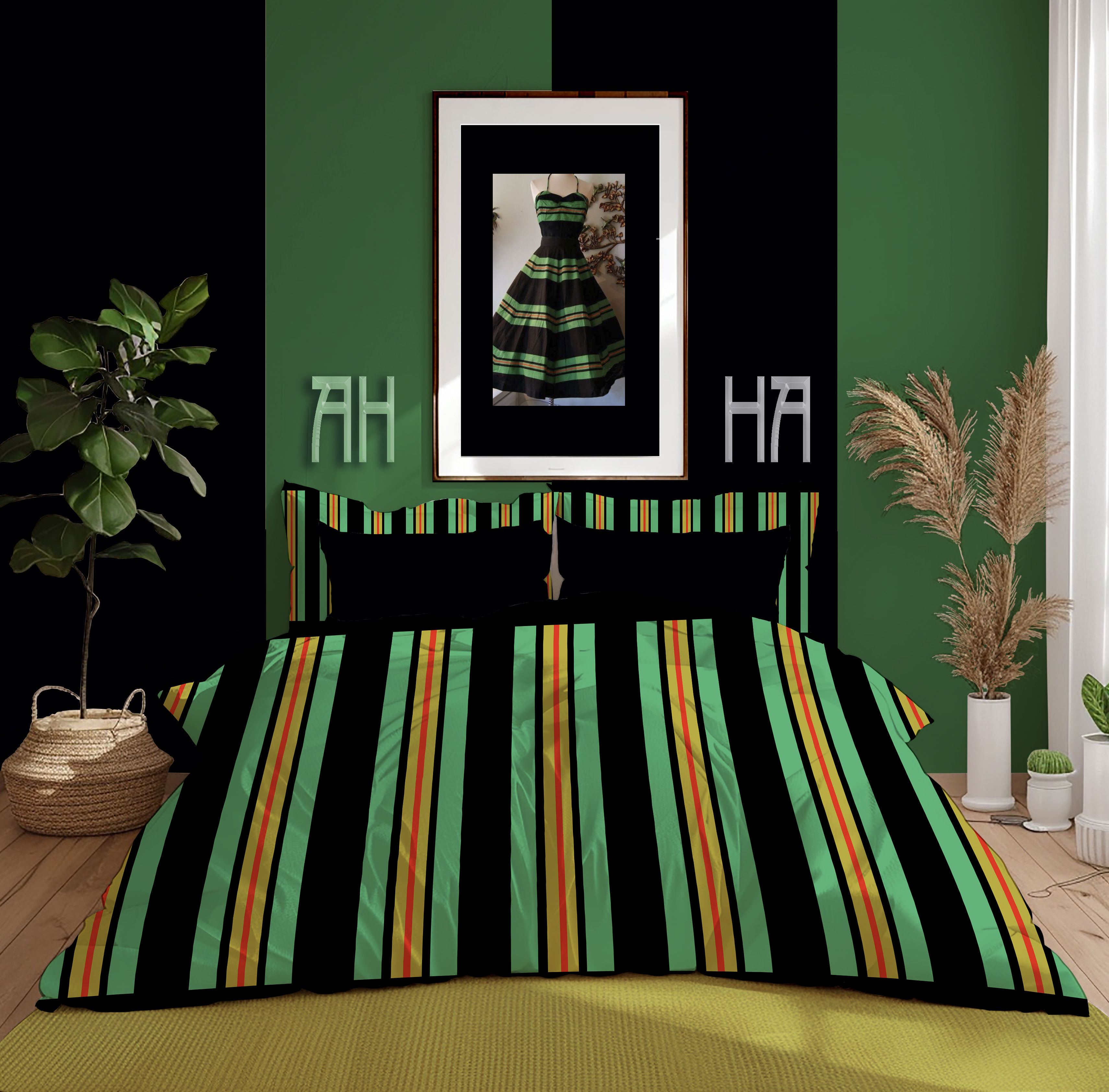The Spectrum Collection — Verona Stripe | Green and Orange Stripe Duvet Cover
