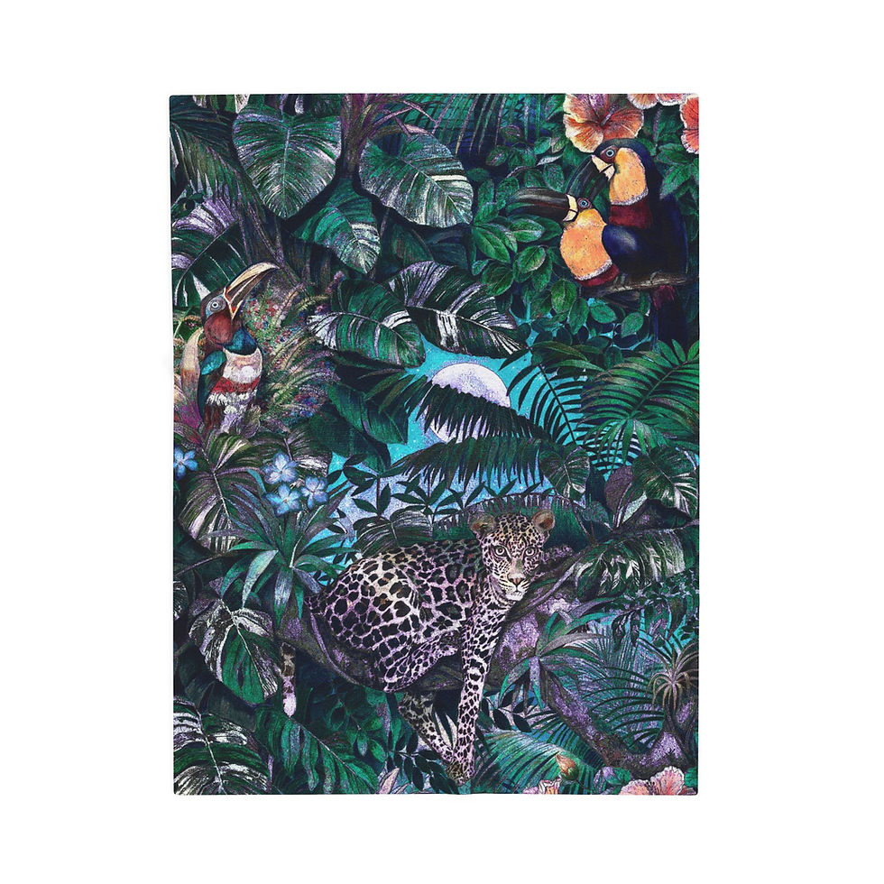 Thumbnail: Jungle Leopard Toucan Floral Velveteen Plush Blanket