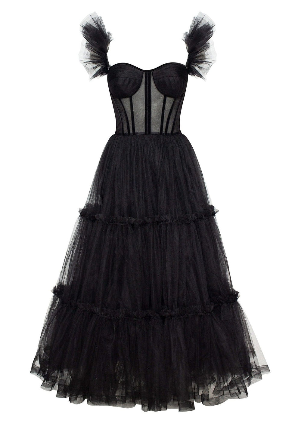 Miniatura: Vestido corset con mangas caídas