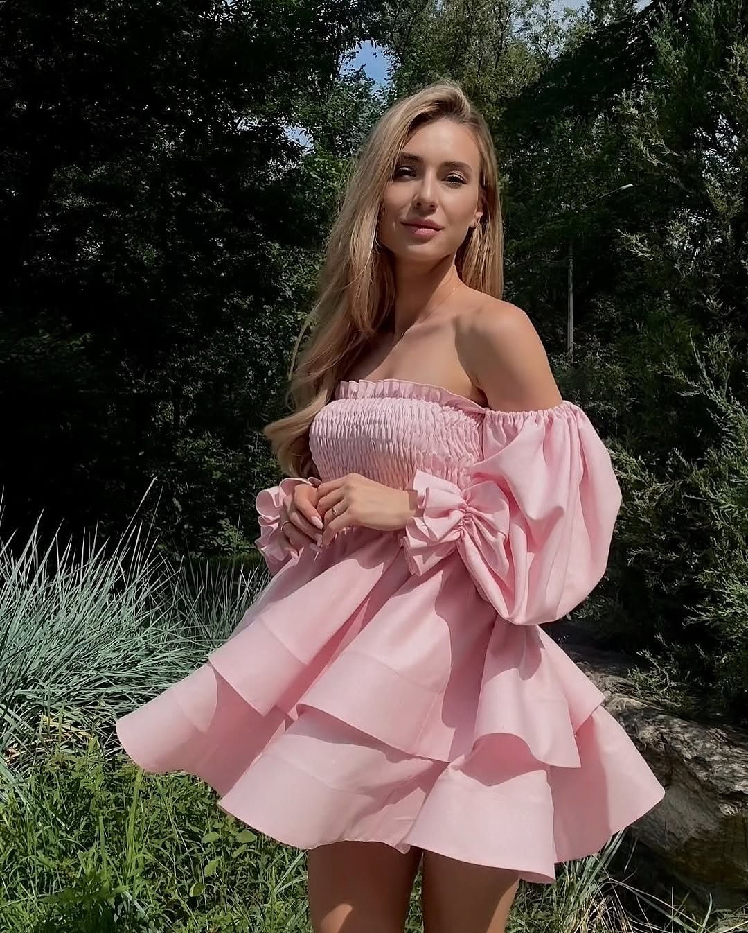 Vestido de golas manga larga