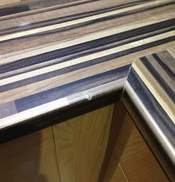 Laminate chipped worktop