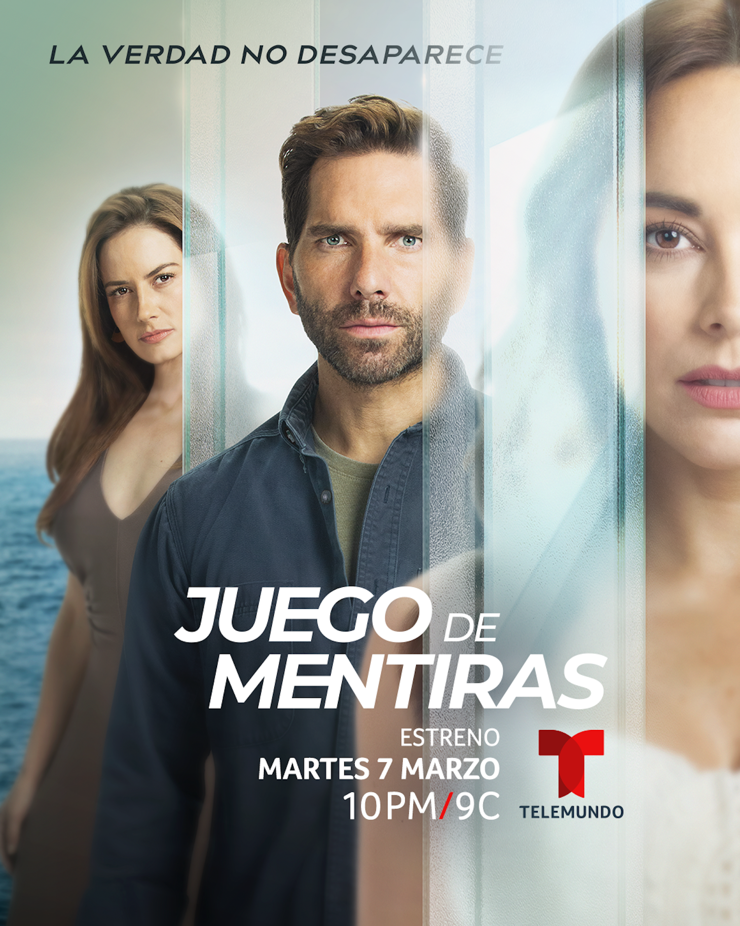 Plakat promujący premierę "Juego de mentiras" na antenie Telemundo / fot. Telemundo