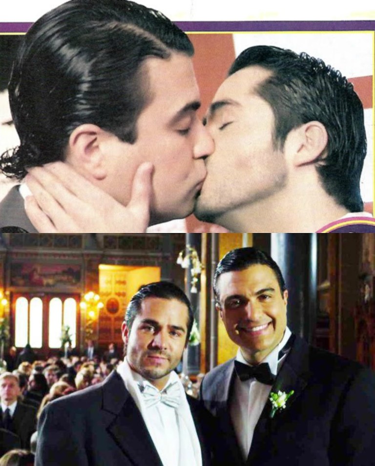 W 2009 roku Jaime Camil i José Ron stworzyli parę gejów w komediowej "Los Exitosos Pérez", zagrali głośną scenę gejowskiego pocałunku, pierwszą w meksykańskiej telewizji / fot. Diario Basta