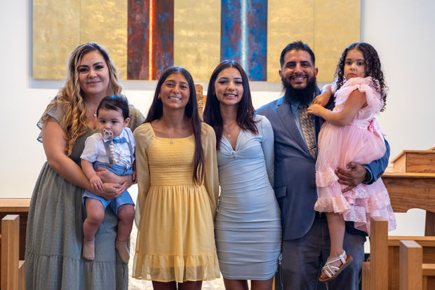 Group portrait after baptism service, Ortega Photography